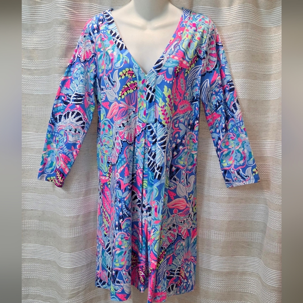 Lilly Pulitzer Fantasy Garden Amina Dress Dress Women's V Neck Medium
